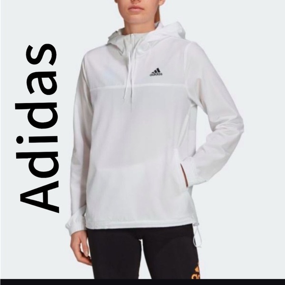 adidas White Utility Jacket with Hood and Half-Zip with excellent condition - Picture 1 of 12
